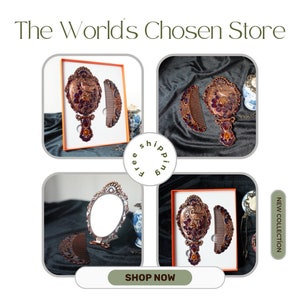 Swan Patterned Hand Mirror, Gift Mirror and Comb Set, Pocket Carry and Bag Mirror, Makeup Mirror, Wintage Mirror Set