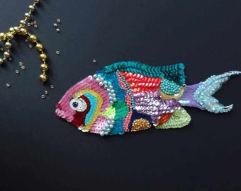 Embroidered fish patch