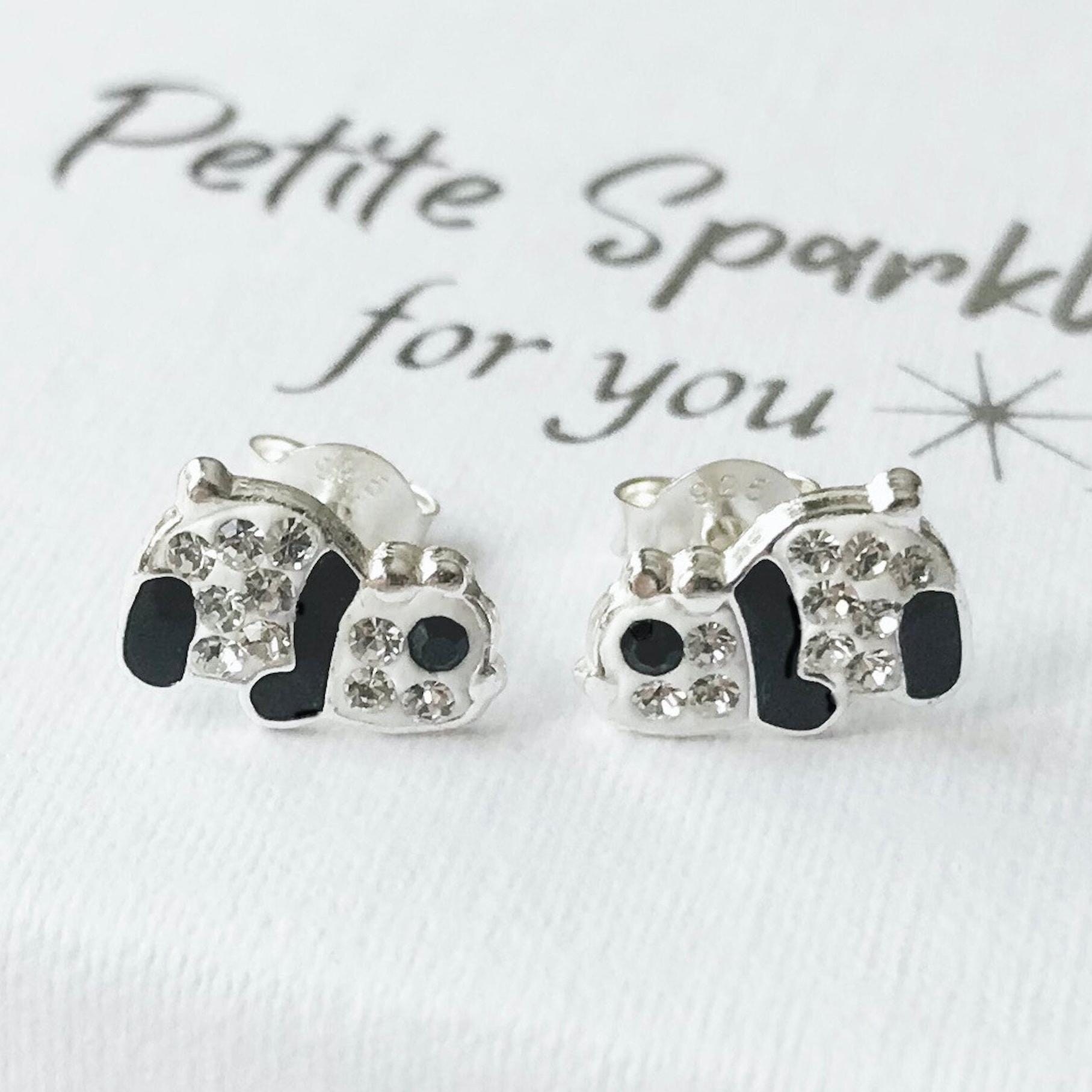 Orecchini A Cerchio Panda Per Bambine E Ragazze - Piccoli, Ipoallergenici, Placcati Oro Bianco