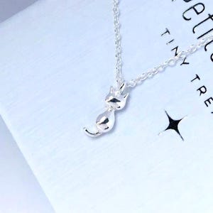 Cute Tiny Cat Necklace Sterling Silver, Sterling Silver Necklace For All Cat Lovers, Simplistic Cat Owner Gift Jewellery Nickel Lead Free