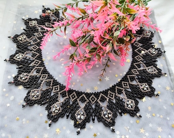 Collar con cuentas negras - Collar Silyanka ucraniano hecho a mano - Regalo original para mujeres.