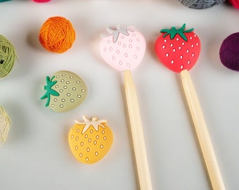 Strawberry Needle Tip Protector, Fruit Knitting Needle Tip Protector, Needle Holder, Knitting Accessories, Needle Stopper, Knitting Concept