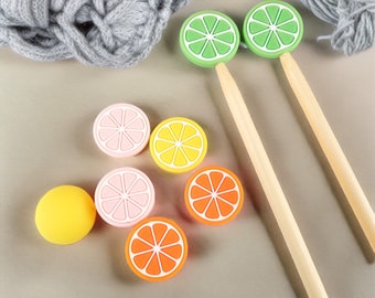 Lemon Needle Tip Protector, Citrus Knitting Needle Tip Protector, Needle Holder, Knitting Accessories, Needle Stopper, Knitting Concept