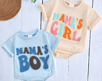 Embroidery Mama's Girl, Mama's Boy Baby Outfit, Bubble Romper, Baby Boy Clothes, Father's Day Baby, Mother's Day For Baby Outfit