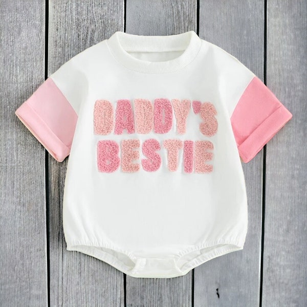 Embroidery Daddy's Bestie, Daddy's Girl Baby Outfit, Bubble Romper, Baby Girl Clothes, Father's Day Baby, Mother's Day For Baby Outfit