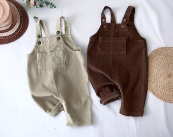 Cute Baby Romper, Baby Boy Clothes, New Baby Gift, Baby Shower Gift, Baby Boys Girls Solid Corduroy Suspander Romper