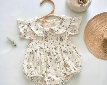 Floral Girl Bubble Romper, Spring Summer Sleeveless Romper,  Baby Clothes,Newborn Outfit, Baby Shower Gifts