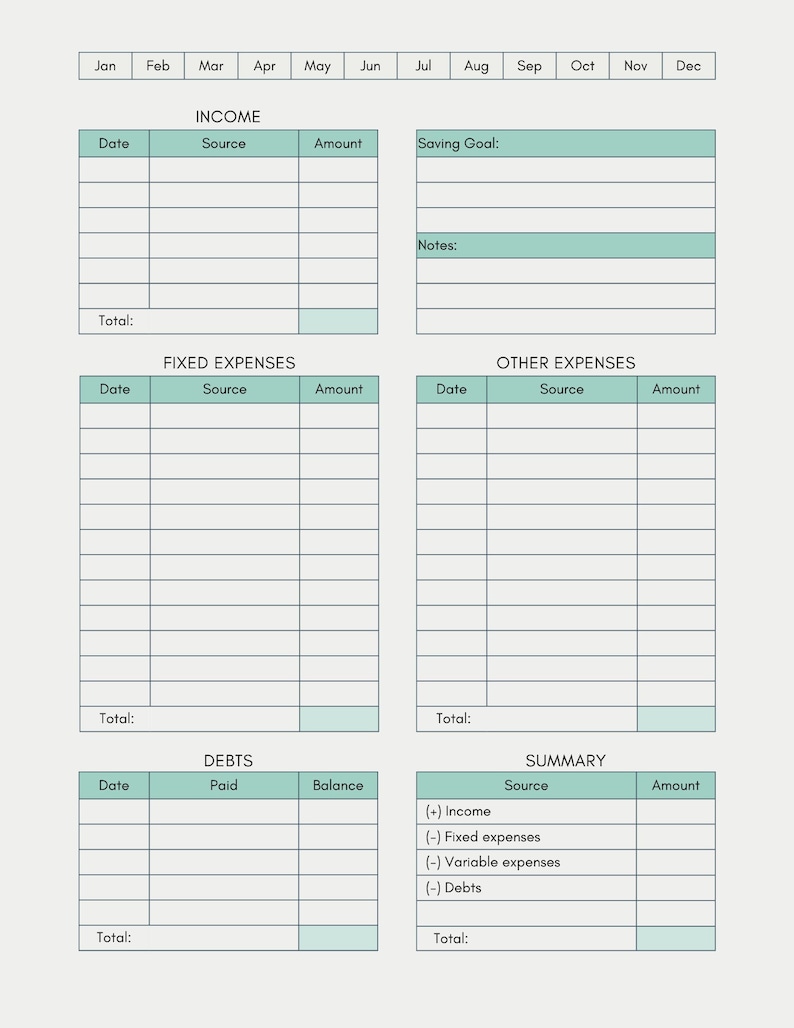 Monthly Budget Planner Etsy Monthly Budget Planner Etsy