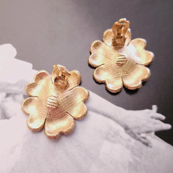vintage flower earrings Yves Saint Laurent 22k wi… - image 3