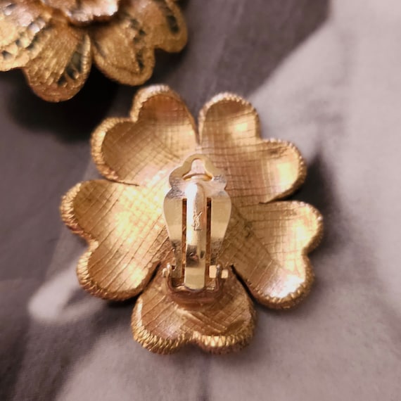 vintage flower earrings Yves Saint Laurent 22k wi… - image 4