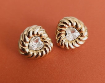 vintage jewelry for women clip-on earrings DAVID GRAU, vintage heart earrings, heart earrings, heart jewellery, elegant earrings, fashion