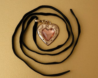 Vintage YSL, heart pendent necklace, vintage heart pendant charm, AmorAmorVintage