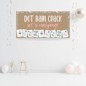 Mahjong Party Banner, Girls Night Game Sign (Editable Canva Template) image 2