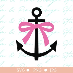 Anchor SVG, Nautical PNG, Anchor Clipart, Nautical SVG Anchor with Bow Image for Sublimation, Print on Demand, Anchor Cut File for Vinyl