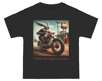 Hare Racing Motorcycle Illustration T-Shirt | Vintage Biker Art
