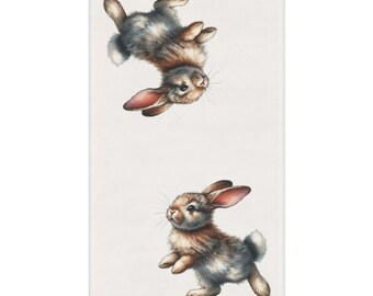 Leuke vintage aquarel konijn theedoek | Lente keukendecoratie