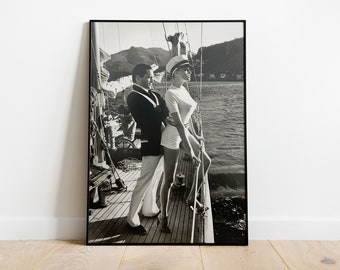 Póster mural imagen arte impresión Helmut Newton vela marinero barco negro blanco