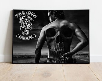 Póster mural imagen artística Sons of Anarchy SOA Jax - blanco negro