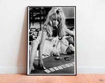 Póster mural imagen Brigitte Bardot cartas de póquer VOGUE Retro Vintage - blanco y negro