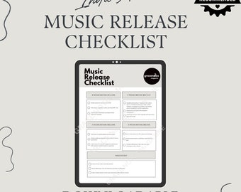 Music Release Checklist - Music Industry Singer Songwriter Band Artist Templates Music Business Independent Musicians PDF