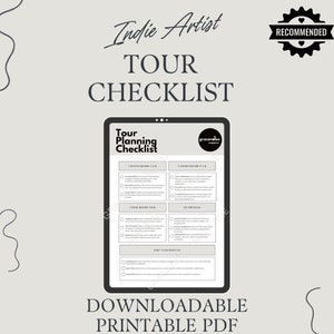 Music Tour Planner Checklist - Music Industry Singer Songwriter Band Artist Templates Music Business Independent Musicians PDF