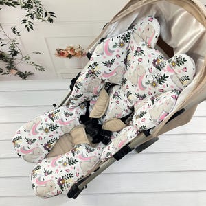 Floral Girl Stroller Liner: 100% Cotton Universal Cushion