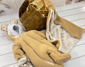 Teddy Fur Baby Clothes Set: Newborn Blanket & Romper