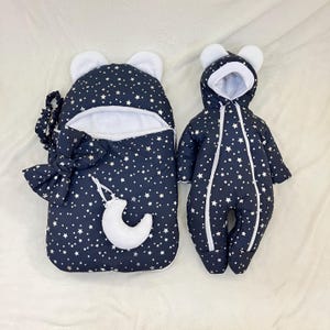 Newborn Star Print Outfit Set: Fleece Romper & Sleeping Bag