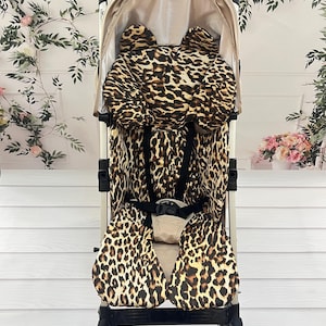 Stroller Liner for Ultimate Comfort . Leopard print. Universal Stroller Cushion . 100% Cotton Stroller Liner