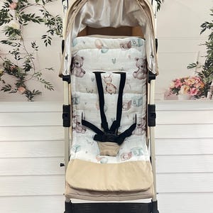Muslin Universal Stroller Liner – 100% Cotton with Soft Padding & Harness Openings