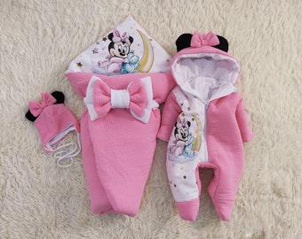 baby muslin (100% cotton) romper, blanket and hat newborn, gift baby set, hospital preparation, newborn blanket, baby girl, present pregnat