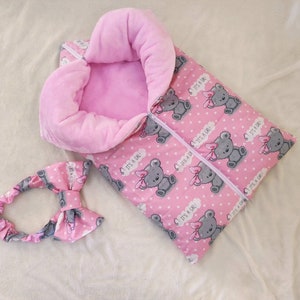 Cuerno de bebé. Saco de dormir rosa para recién nacido. Manta 2 en 1. Cochecito, cochecito bebe niña, saco de dormir. Bolsa de banderines para bebé. Envoltura para bebé