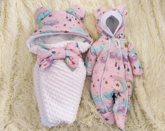 baby minky romper and blanket for a newborn