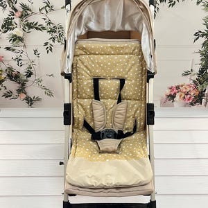 Beige Universal Stroller Liner – 100% Cotton with Soft Padding & Harness Openings