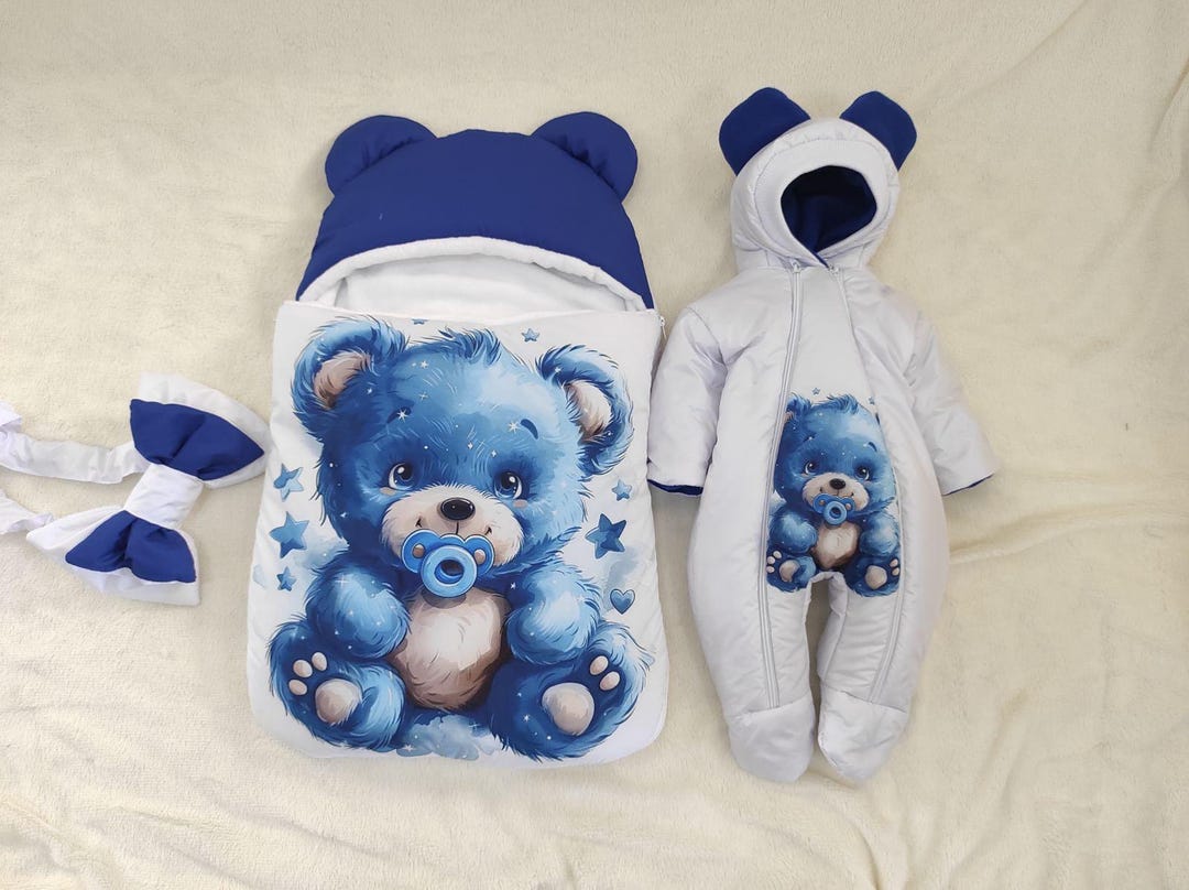 New Baby Boy Winter Romper In Blended Stuff Style Bear In Navy Blue Color On Sale