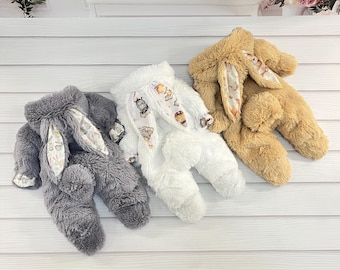 Baby Faux Fur Bunny Romper: Newborn Jumpsuit whith cotton lining