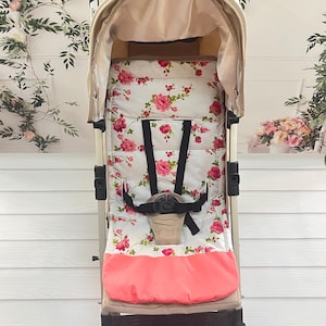 Floral Universal Stroller Liner – 100% Cotton with Soft Padding & Harness Openings