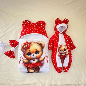 Newborn Girl Outfit Set: Winter Sleeping Bag & Romper
