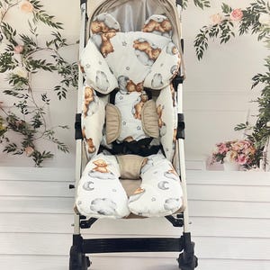 Teddy Bear Stroller Liner: 100% Cotton Pram Pad (39x23 inch)