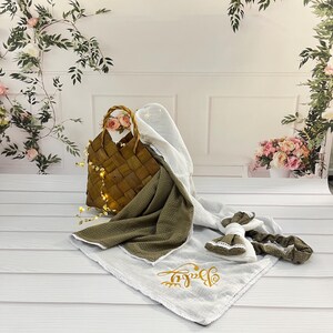Couverture pour bébé en mousseline brodée personnalisée : souvenir bio personnalisé