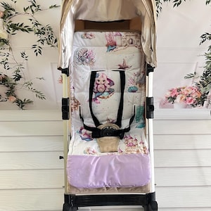 Universal Stroller Liner for Baby girl – 100% Cotton with Soft Padding & Harness Openings