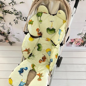 Beige Stroller Liner for Ultimate Comfort . Universal Stroller Cushion . 100% Cotton Stroller Liner