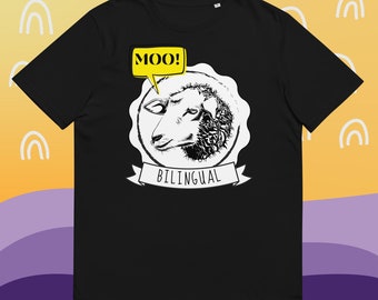 Moo Schaf zweisprachiges lustiges Hemd Unisex T-Shirt aus Bio-Baumwolle