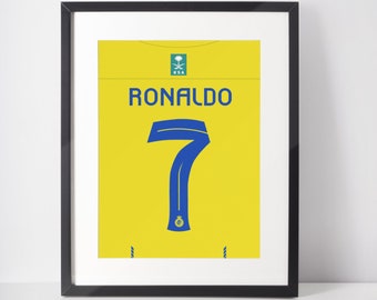 23/24 Customisable Al-Nassr FC Home Shirt Wall Art Poster Personalised With Any Name & Number Christiano Ronaldo CR7