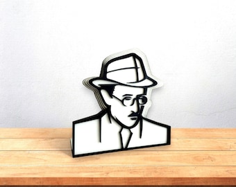 FERNANDO PESSOA, portuguese poet, book lock, wood art, ilustration, books, book gift