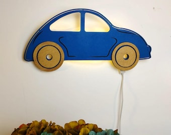 Car kids room decor, wood lamp, Nursery Wall Decor, Kids Wall Light, Baby Gift, kids room light, night light, kids Led light