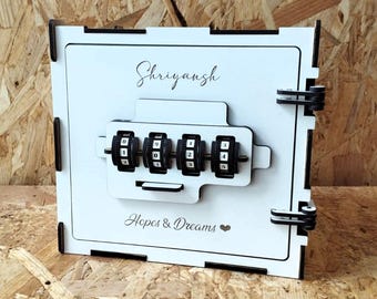 Personalized Wood Safe Box: Combination Lock Treasure Box, Engraved Gift