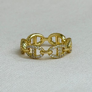 Mariner Ring, Chain Link Ring, Anchor Ring, Gift for Her