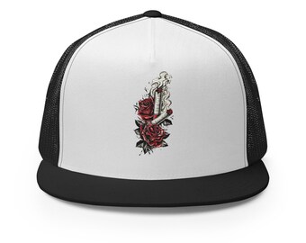 Rose and cigarette design cap