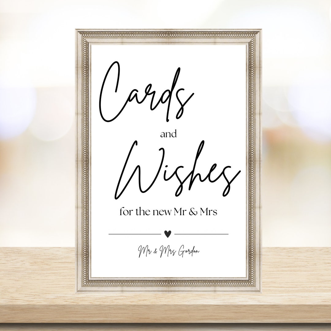 Printed Wedding Cards and Wishes Sign: Elegant Hammered White Card - Etsy